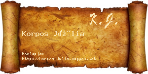 Korpos Júlia névjegykártya