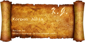Korpos Júlia névjegykártya